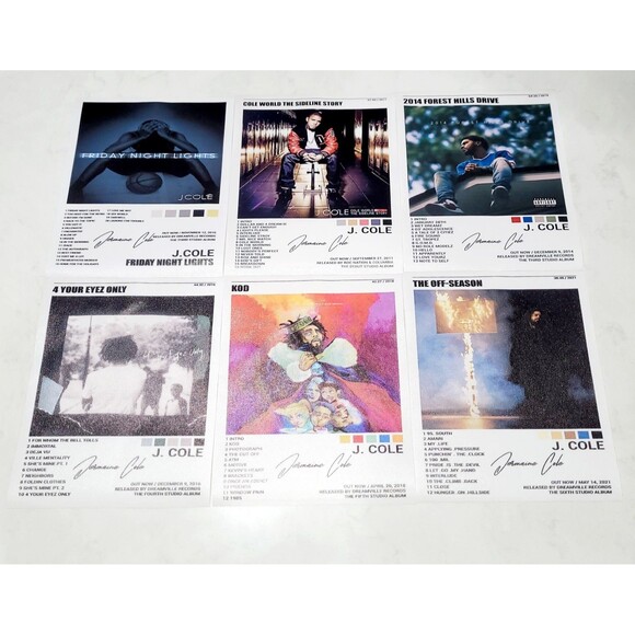 J COLE Poster Set of 6 Album Cover Canvas Posters 8 x 12 inch each Hip Hop Decor - Picture 1 of 9